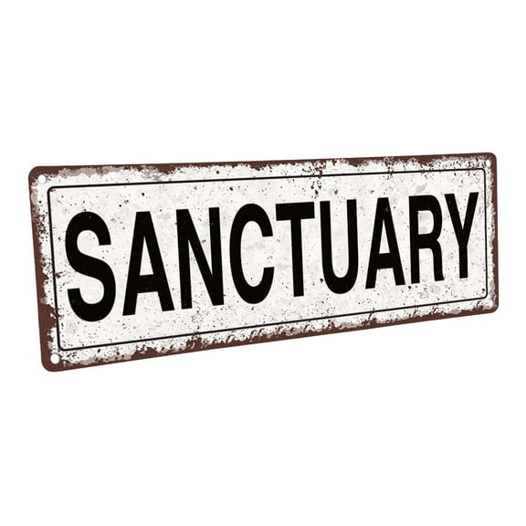 Sanctuary 4"x12" Metal Sign, Wall Décor for Home and Office