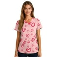 thumbnail image 4 of Valentine Day Scrub Tops for Women Love Heart Print Short Sleeve Nursing Medical Scrub Tops Plus Size V Neck Quick Dry Workwear with Pockets Light pink 4XL, 4 of 5