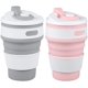 thumbnail image 1 of Paquete de 2 vasos plegables de silicona (350 ml cada uno) Taza de viaje reutilizable sin BPA, a prueba de fugas / plegable / portátil para acampar, al aire libre y en la oficina oso de fresa Hogar, 1 of 5