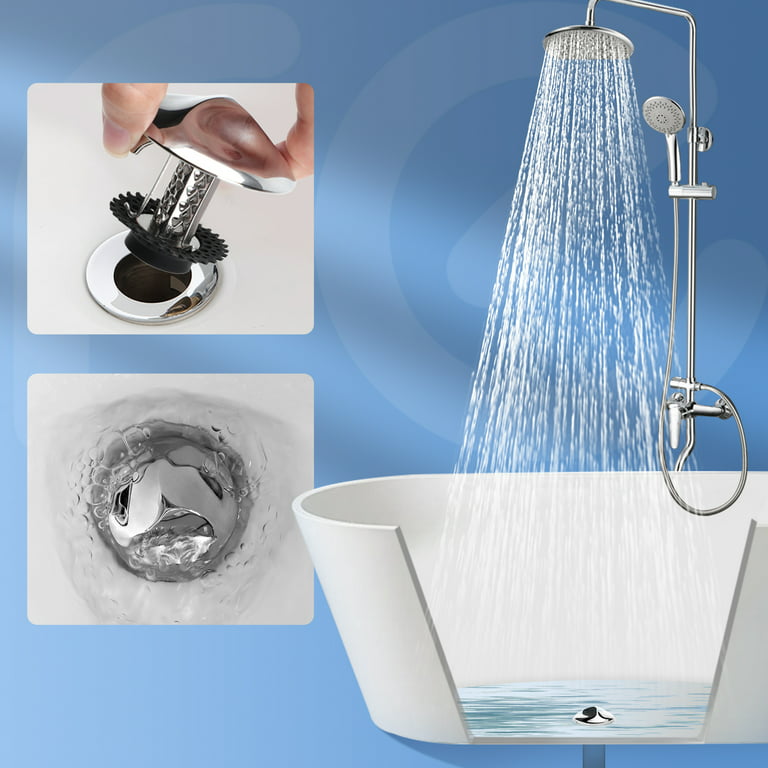 Fullware Shower Drain Hair Catcher Stainless Steel Bath Tub Drain Protector for Bathroom Sink and Bathtub Drain Protector, Fits 1.25''-2.0'' Drains