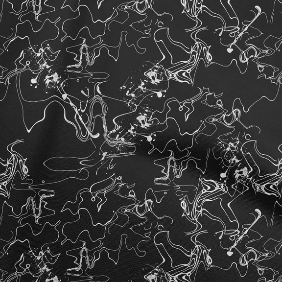 oneOone Polyester Spandex Black Fabric Abstract Craft Projects Decor Fabric Printed By The Yard 56 Inch Wide