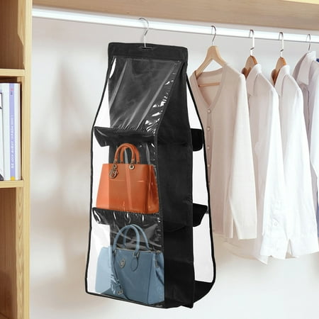 WALFRONT 6 Pocket Shelf Bags Purse Handbags Organizer Door Hanging Storage Closet Hanger Decor, Hanging Storage Bag, 6 Pocket Storage Hanging (Best Way To Store Handbags In A Closet)