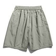 thumbnail image 3 of PiGOGI Men's Summer Ice Silk Shorts, Solid Color Nylon Casual Sports Five Quarter Pants for Outdoor Gray S, 3 of 5