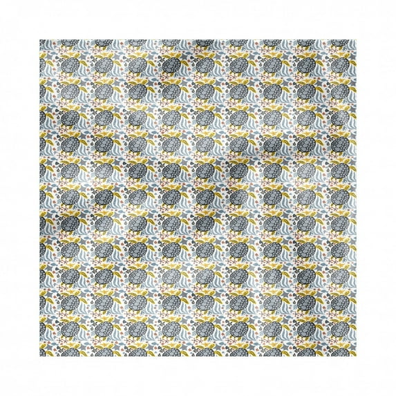 Turtle Decorative Napkins Set of 4, Hand Drawn Ocean Fauna Pattern with Tortoise Shells and Starfish Marine Animals, Silky Satin Fabric for Brunch Dinner Party, 12", Multicolor, by Ambesonne