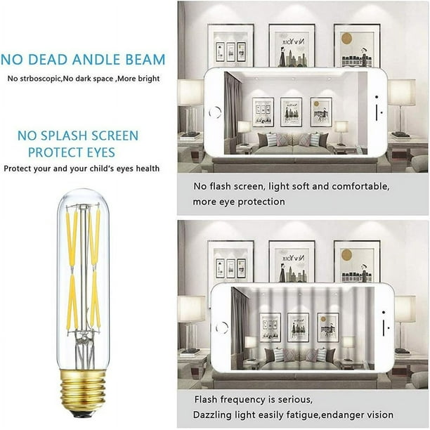 XININSUN T10 Led Bulb, 8W Dimmable Led Tubular Bulbs, 75-100 Watt Equivalent,4000K Daylight, 850lm, Clear Glass, E26 Base Lamp Bulb, for Cabinet Display Cabinet etc,No Flicker,3 Pack. - Walmart Business Supplies XININSUN T10 Led Bulb, 8W Dimmable Led Tubular Bulbs, 75-100 Watt Equivalent,4000K Daylight, 850lm, Clear Glass, E26 Base Lamp Bulb, for Cabinet Display Cabinet etc,No Flicker,3 Pack. - Walmart Business Supplies