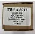 thumbnail image 2 of Currency Straps - Self Sealing Money Bands, $500-Red, 1000 pack, by NF String, 2 of 3