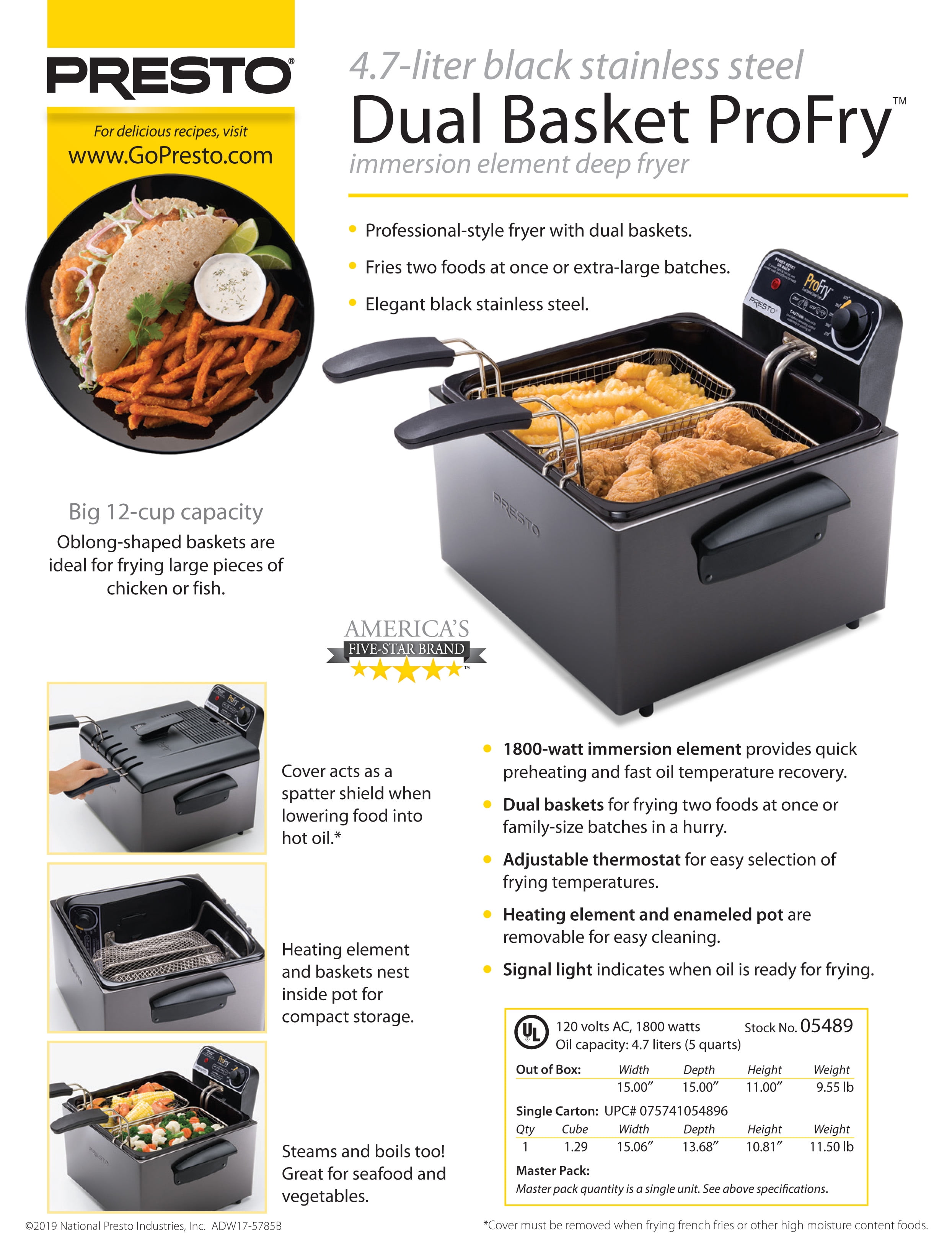 presto dual basket pro fry