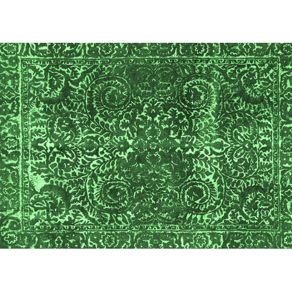 Ahgly Company Indoor Rectangle Abstract Emerald Green Modern Area Rugs, 5' x 8'