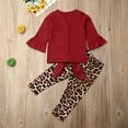 thumbnail image 7 of Baby Pants Set Toddler Girls Christmas Longsleeve Ruffle Top Leopard Legging Pants Outfits Fall Clothes Set, 7 of 7
