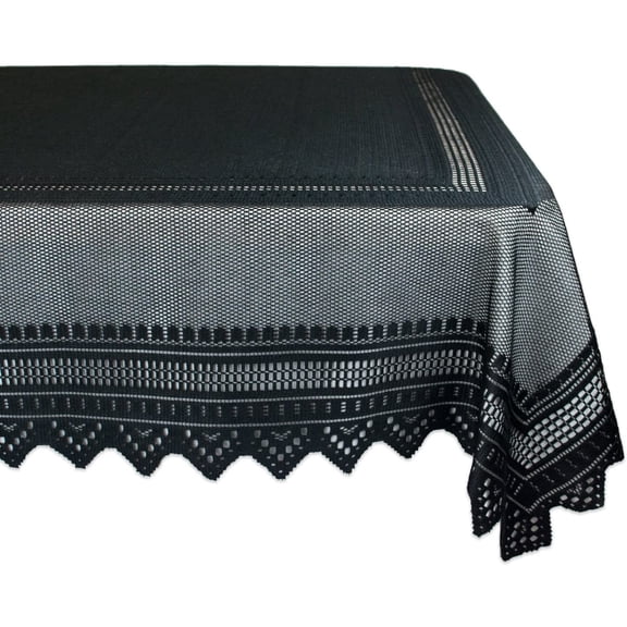 DII 52x90" Modern Polyester Fabric Nordic Lace Tablecloth in Black