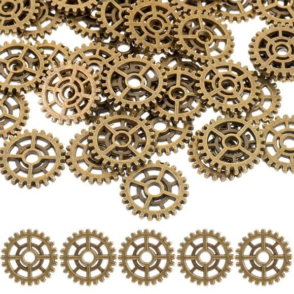 FRCOLOR Breloques Steampunk pour Fabrication de Colliers en Alliage Doré Matériel DIY Décoration Vintage 50 Pcs, 0.59"X0.59"X0.04 Pouces