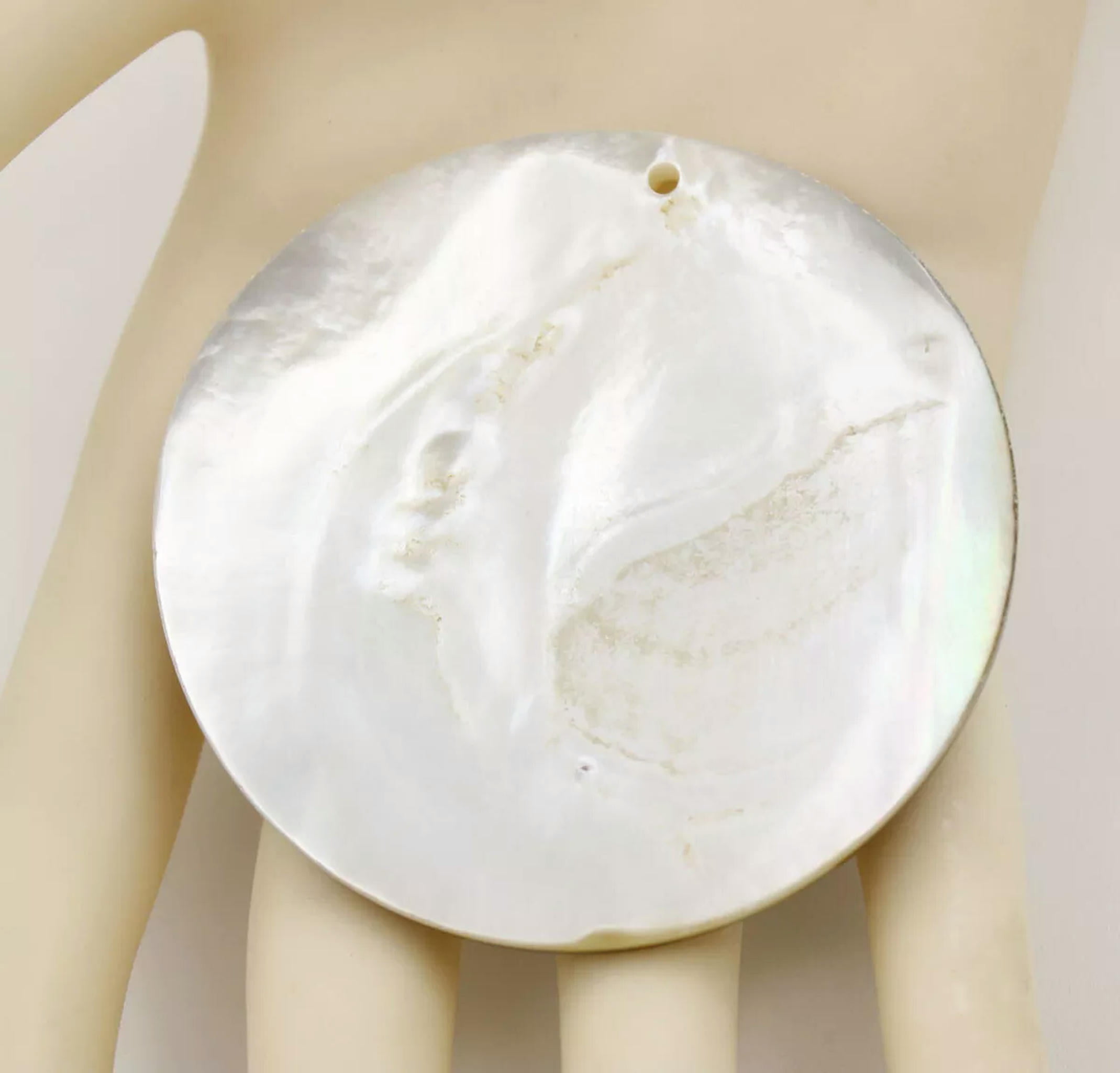 EOEMY 60mm Round Natural Shell Mother Of Pearl Loose Beads For Pendant Making Diy