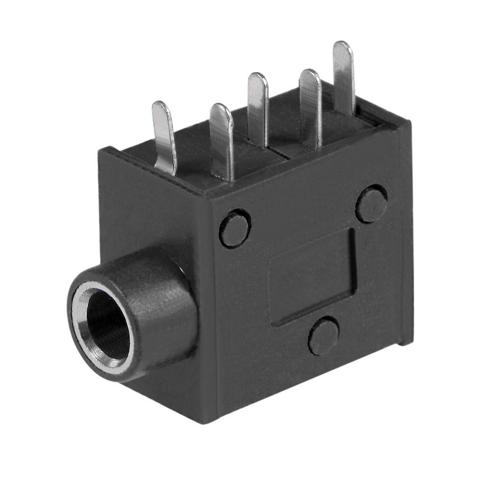 6Pcs PCB Mount 3.5mm 5 Pin Socket Stereo Jack Audio Video Connector Black PJ325