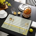 thumbnail image 3 of Anchor Sage Green Placemats Set of 4, Yellow Nautical White Geometric Stripe Placemats for Dining Table, Place Mats for Kitchen Tabletop, Waterproof Wipeable Dining Table Mats Set, 3 of 9