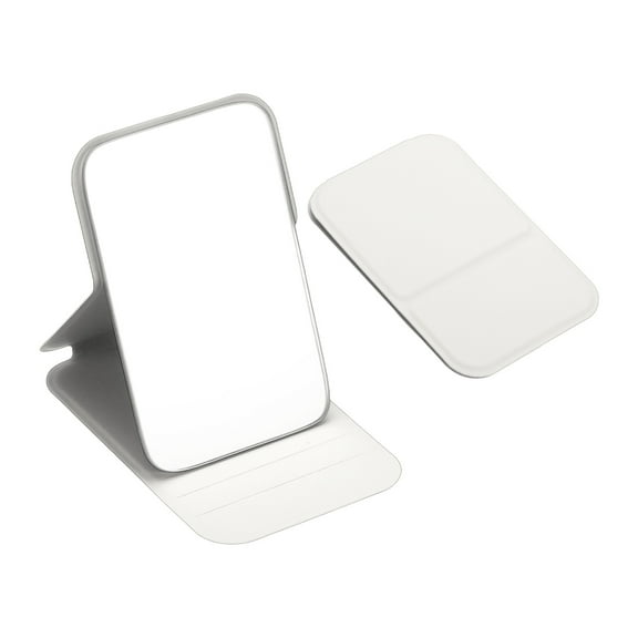 Uxcell Small Rectangle Pocket Mirror for Purse,  4.33 x 2.76 Inch Compact Makeup Mirror with Leather Case, Travel Mirror Handheld Mirror for Women, Girls, Purse, Gift(White)