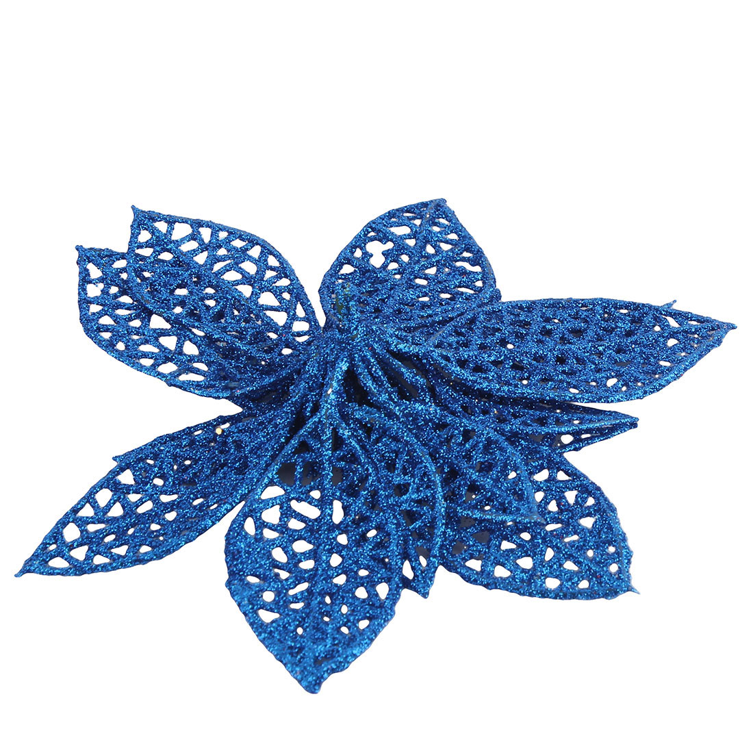 Unique Bargains 10Pc Christmas Tree Decorative Ornaments Artificial Flowers Dark Blue