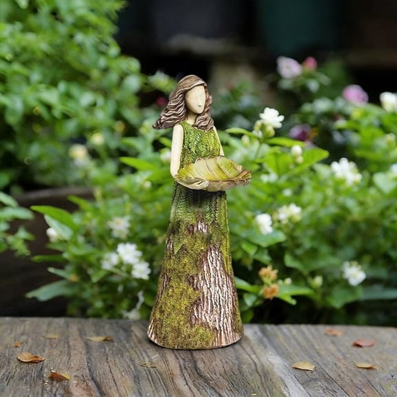 GliJian Resin Fairy Statue Handicraft Ornaments 5.9" Rural Fairy Figurines Outdoor Patio Courtyard Yard Decorations, Garden Fairy Home Spring Decor