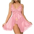 thumbnail image 2 of uublik Sleep Wear Set For Women Valentine's Day Bodysuit V Neck Nightgown Nightwear Sleepwear Pink, 2 of 4