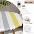 thumbnail image 5 of Yellow Grey Stripe Round Fitted Tablecloth with Elastic Edge, Waterproof Table Cloth Table Cover for 55"-60" Tables, Modern Farmhouse Vertical Striped Tablecloths for Dining Picnic Indoor Outdoor, 5 of 9