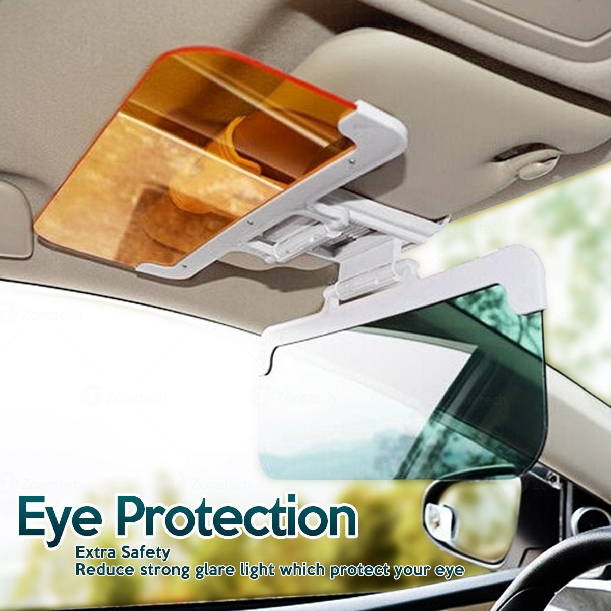 XPLUS Car Day and Night Anti-Glare Visor 2 in 1 Automobile Sun Anti-UV Block Visor Non Glare Anti-Dazzle Sunshade Mirror Goggles Shield for Driving Goggles Car Visor 2 Pack