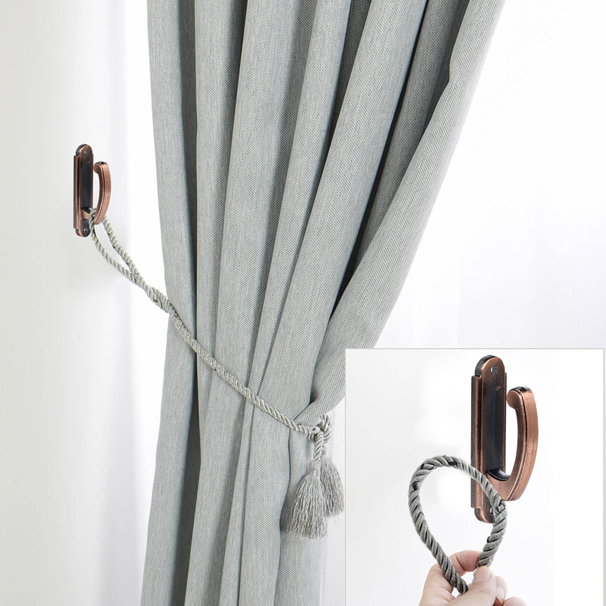 2x Leaf Style Holdback Curtain Tieback Holder Wall Hook for Draperies Alloy 