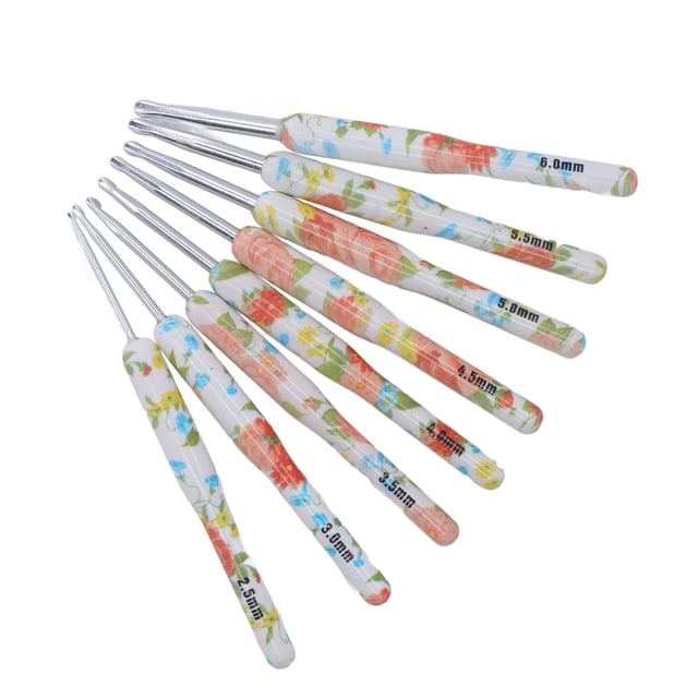 Ensemble de 8 Crochets au Crochet Outils de Tricot Impression Opp Bricolage Kit de Crochet Ensemble de Crochet Couture Sac Coloré Aluminium Assortiment de Crochets au Crochet Crochet