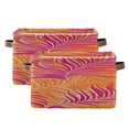 thumbnail image 2 of Tropical Bright Color Palm Tree Leaves Square Storage Bins with Handles Collapsible Containing Box 2 Packs, 2 of 9