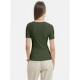 thumbnail image 6 of Women's Summer Scoop Neck Short Sleeve T-Shirts Ribbed Knit Slim Fitted Casual Basic Top, 6 of 6