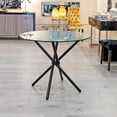 thumbnail image 1 of Heavenly Collection Round Glass Dining Table – Clear Glass Top with Black Metal Base for Kitchen or Dining Room, 1 of 11