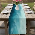 thumbnail image 4 of Blue Teal Ombre Table Runner - 60 Inch Long Coastal Beach Modern Abstract Art Cotton and Linen Blended Dress Scarves Farmhouse Table Runner for Kitchen Dining, Coffee Table, 13" x 60", 4 of 8
