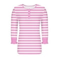 thumbnail image 6 of ShiShine Women's Striped Tunic Top Casual Button Down T Shirts Round Neck 3/4 Length Sleeve Fashion Outfits, 6 of 7