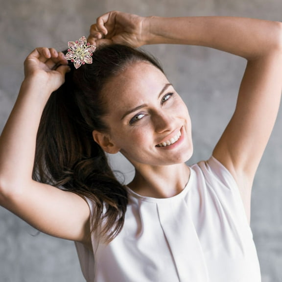 BESTYASH Thick Hair Claw Clips Sparkly Rhinestone Hair Clip Hair Holding Pink 1Set