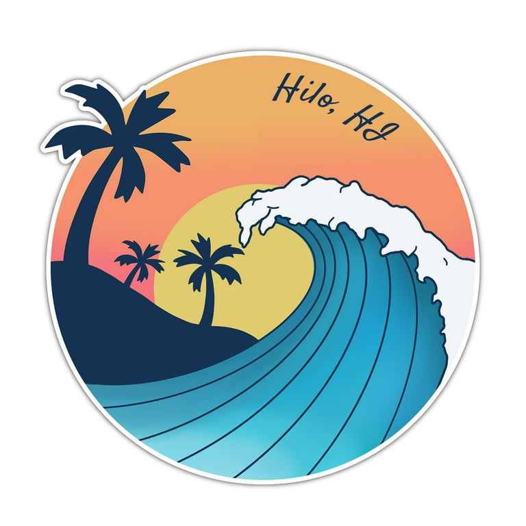 Hilo Hawaii Souvenir 4-Inch Vinyl Decal Sticker Wave Design