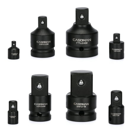 

CASOMAN 8-Piece Impact Adapter and Reducer Set Socket Convertor Adaptor Reducer Converter Adapter Set 1/4 3/8 1/2 3/4 1 for Impact Driver Conversions CRMO