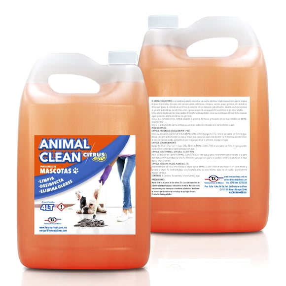 ANIMAL CLEAN 4LT Limpiador Multiusos, Mascotas Eliminador De Heces Y Orina