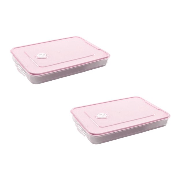 Oleegame 2PC Kids Snack Boxes For School Single Layer Refrigerator Food Dumplings Airtight Storage Container Plastic Bo Pink