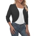thumbnail image 1 of Très Chic Mailanda Women's Open Front 3/4 Sleeve Cropped Cardigan Bolero Shrug Sweater, 1 of 6