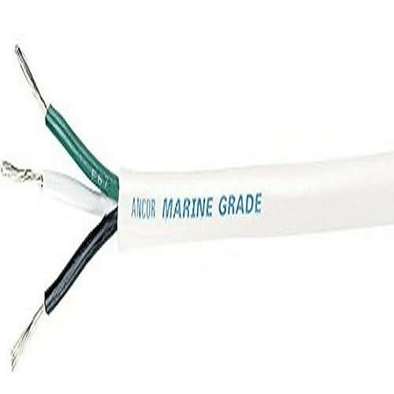 Ancor 133510 Triplex Cable, 14/3 AWG (3 x 2mm2), Round - 100ft, Black/Green/White
