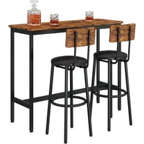 GNIXUU Bar Table Set, Bar Table and Chairs Set, 3-Piece Dining Table Set, Bar Height Counter with 2 Stools, Industrial Breakfast Table Set for Kitchen, Living Room Rustic Brown(43.31 inches)