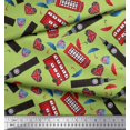 thumbnail image 2 of Soimoi Polyester Crepe Fabric Bus,Telephone Booth & London Clock Tower Architectural Printed Craft Fabric by The Yard 52 Inch Wide, 2 of 3