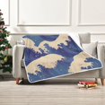 thumbnail image 7 of Yayeee Throw Blanket for Couch Soft Warm 50" x 60" Sofa Chair Bed Decoration, Blue Wave Pattern, 7 of 7