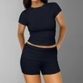 thumbnail image 2 of vigerkar Women's Summer 2 Piece Outfits Shorts Sets Matching Set Loungewear 2025 Navy, L, 2 of 5