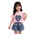 thumbnail image 4 of Vornjynx Girls Outfits 2 Piece Graphic Cotton T-Shirt and Pleated Shorts Trendy Summer Cute Clothes Pink Size 3-4T, 4 of 7