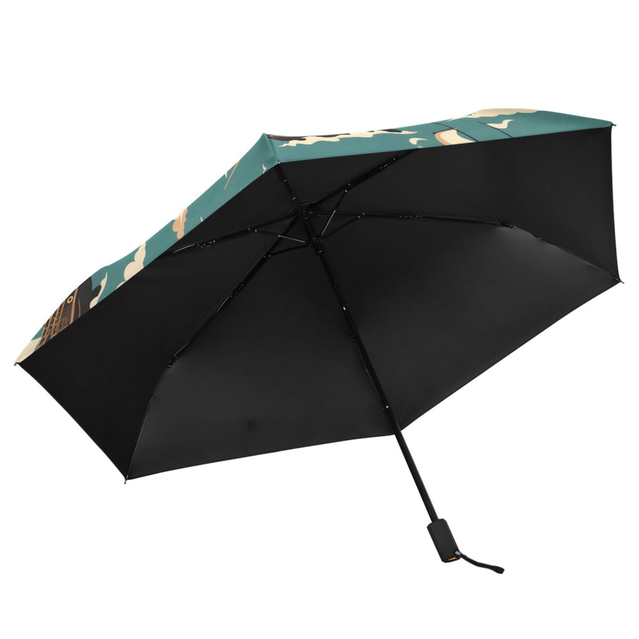 ALAZA Sailboat Seagulls UPF 50+ Compact Folding Umbrella for Rain Travel Umbrella Packable