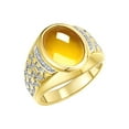 thumbnail image 3 of RYLOS Men's Rings 14K Yellow Gold Nugget Ring with Cabochon Gemstone & Diamonds Citrine Rings For Men Size 13, 3 of 7