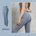 thumbnail image 3 of Pantalones de yoga con bolsillos laterales de malla que realzan la cadera para mujer, mallas elásticas de secado rápido en color melocotón para correr, ropa de yoga, pantalones de fitness, 3 of 3
