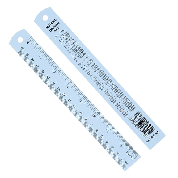 Uxcell 20cm/8" Metal Ruler, 2 Pack Aluminum Alloy Rulers with Centimeters, Millimeters, Inches and Conversion Table Straight Edge Ruler for Writing Machinist Drafting, Blue