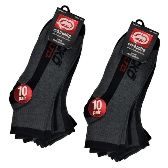 10-20 Paires de Chaussettes Athlétiques de Base à Séchage Rapide au Quart pour Hommes Ecko 10-13