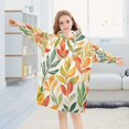thumbnail image 5 of FORMRS Wearable Blanket Hoodie with Sleeves for Kids Cozy Flannel Sweatshirt, Orange Autumn Leaves, 5 of 7