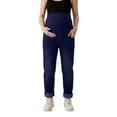 thumbnail image 4 of Gyujnb Over Belly Maternity Stretch Jeans Full Waist Classic Pockets Cuffed Ankle Slim Denim Pants Daily Casual Pregnancy Trousers,L, 4 of 4